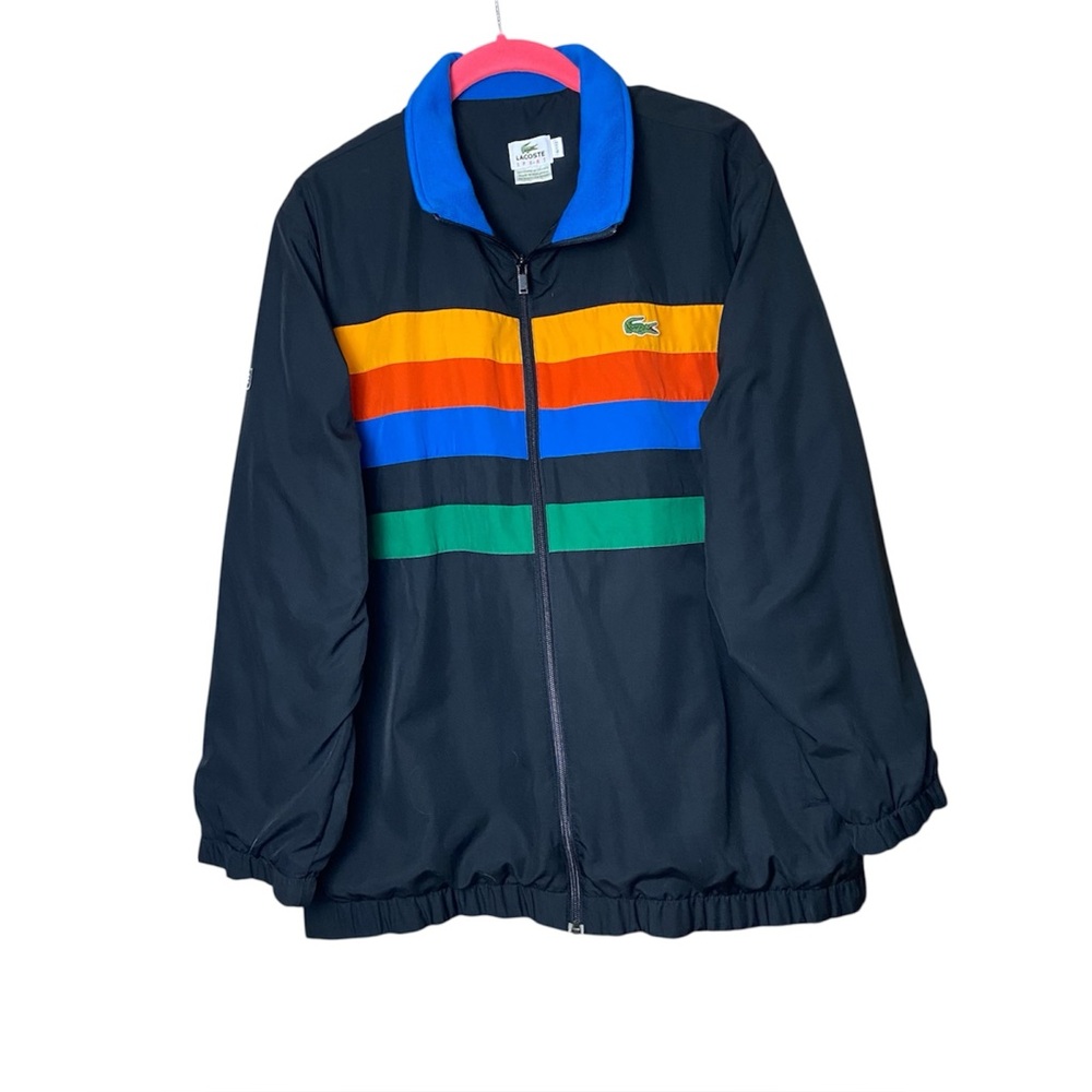 Lacoste Sport Rainbow Stripe Windbreaker L Y2K Streetwear